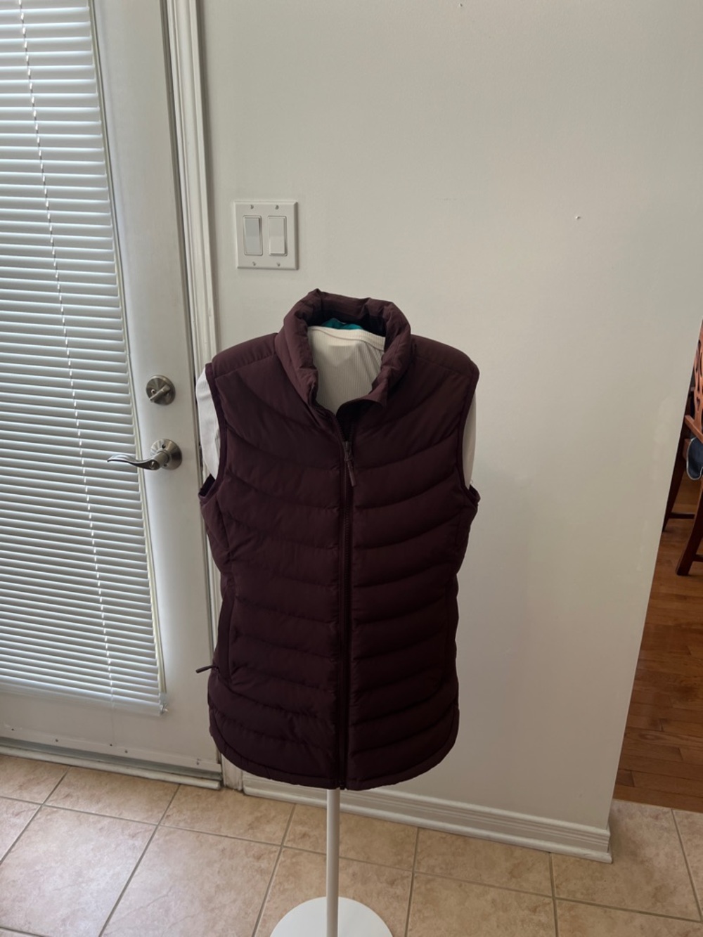 Sleeveless Quilted Puffer Vest in Deep Plum